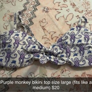Roller Rabbit Purple Monkey Bikini Top